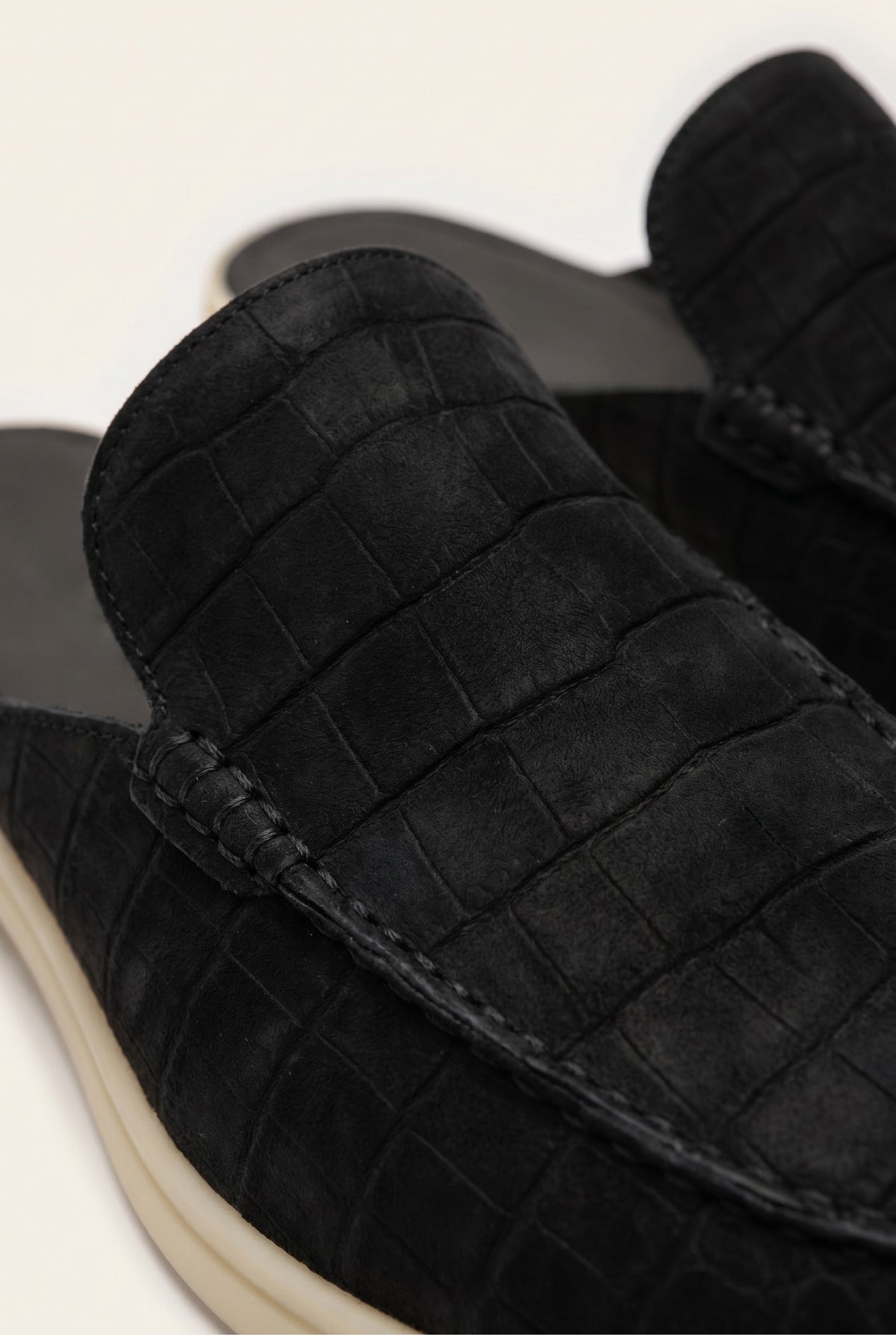 Yacht Mule Nubuck Crocodile Black