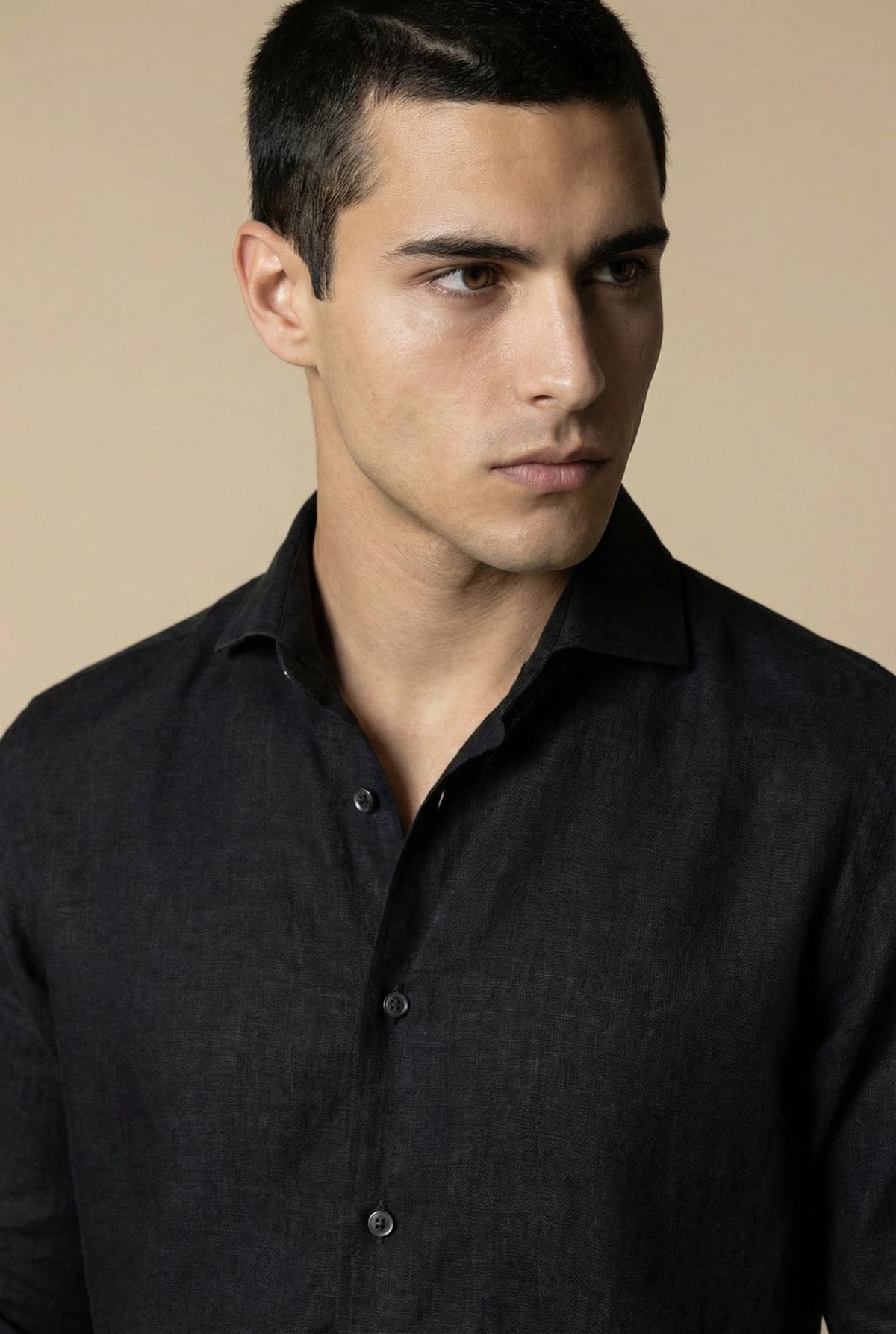 Amalfi Long Sleeve Linen Shirt Black