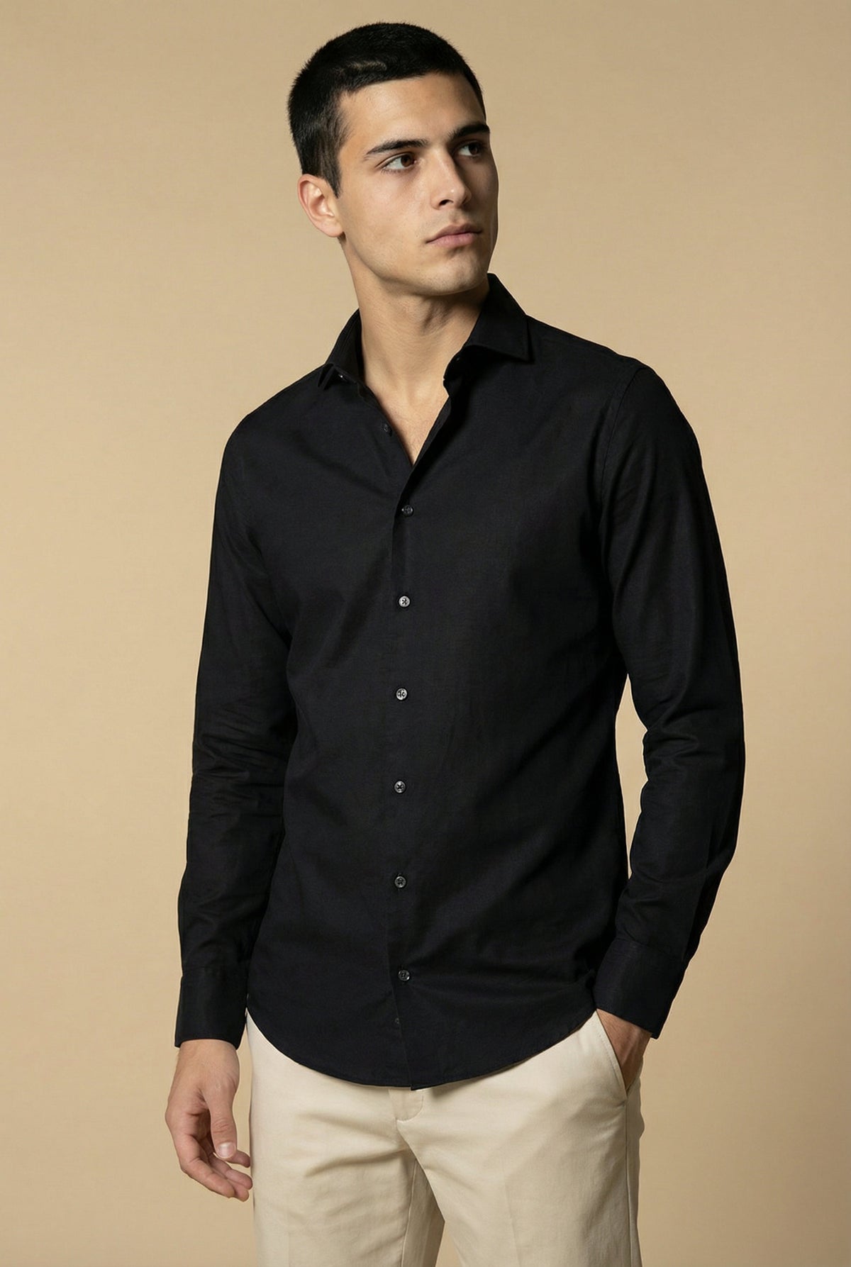 Amalfi Long Sleeve Linen Shirt Black