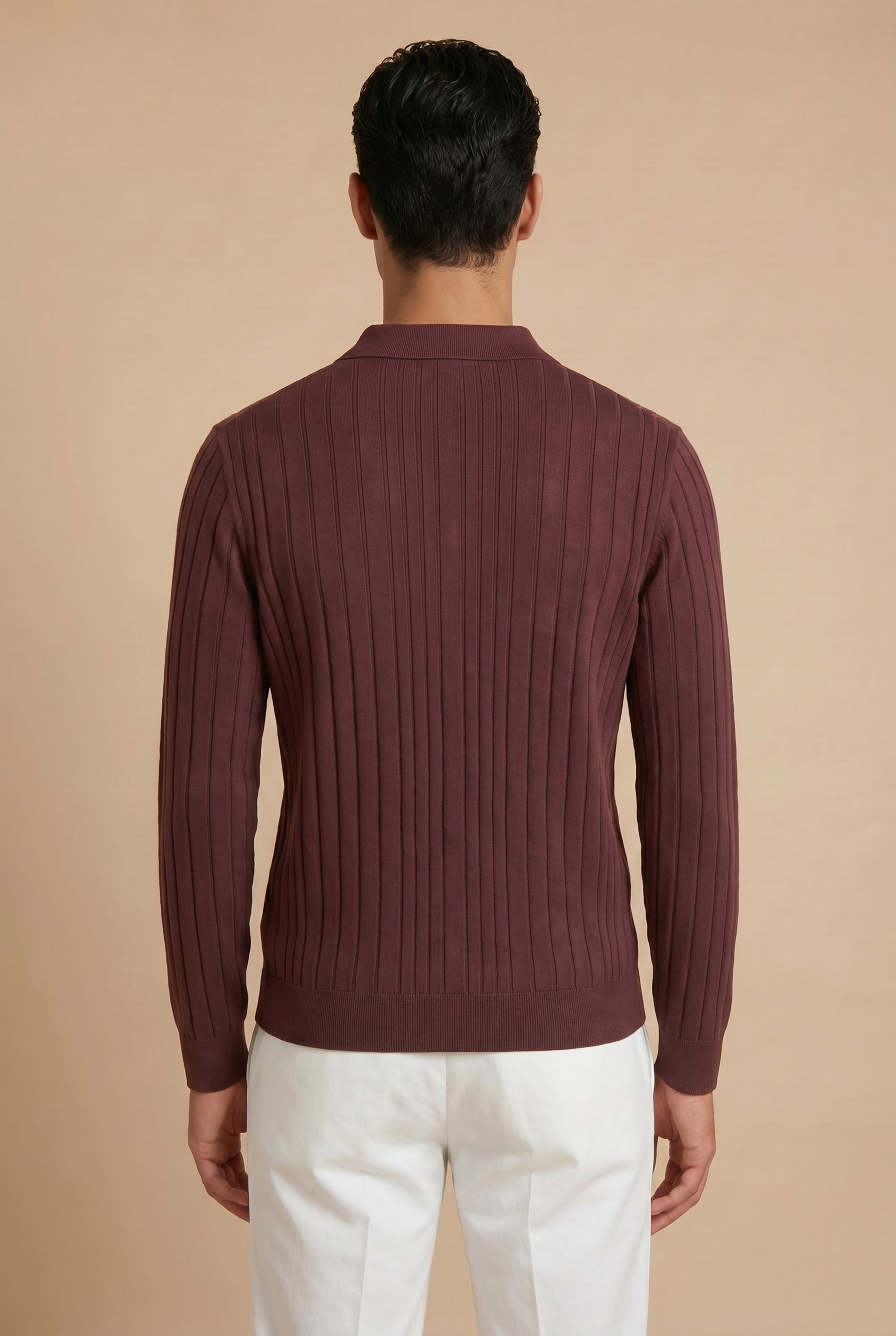 Extrafine Long Sleeve Polo Burgundy