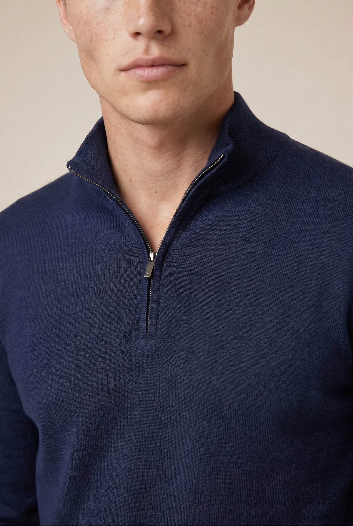Merino Quarter Zip Navy