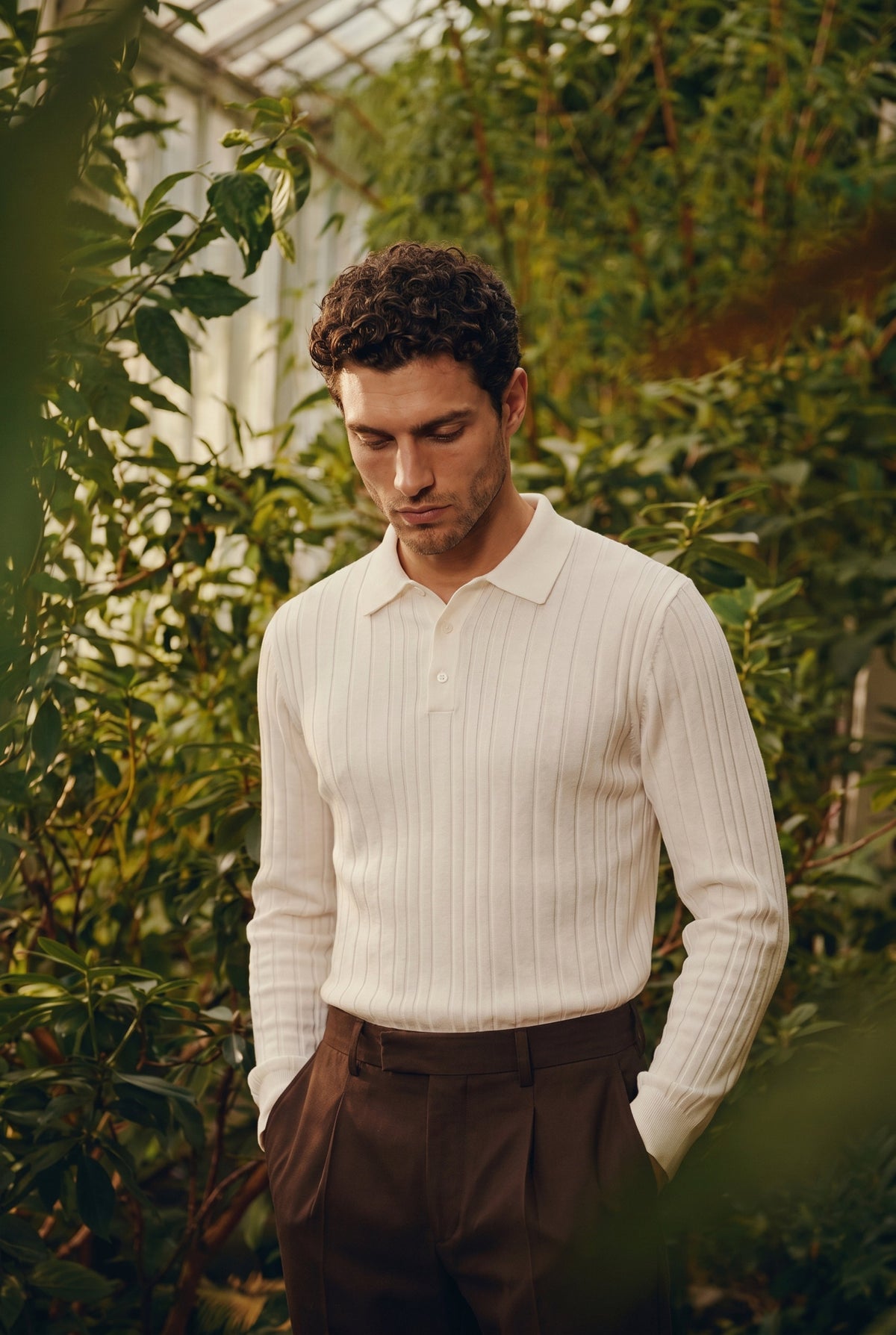Extrafine Long Sleeve Polo White