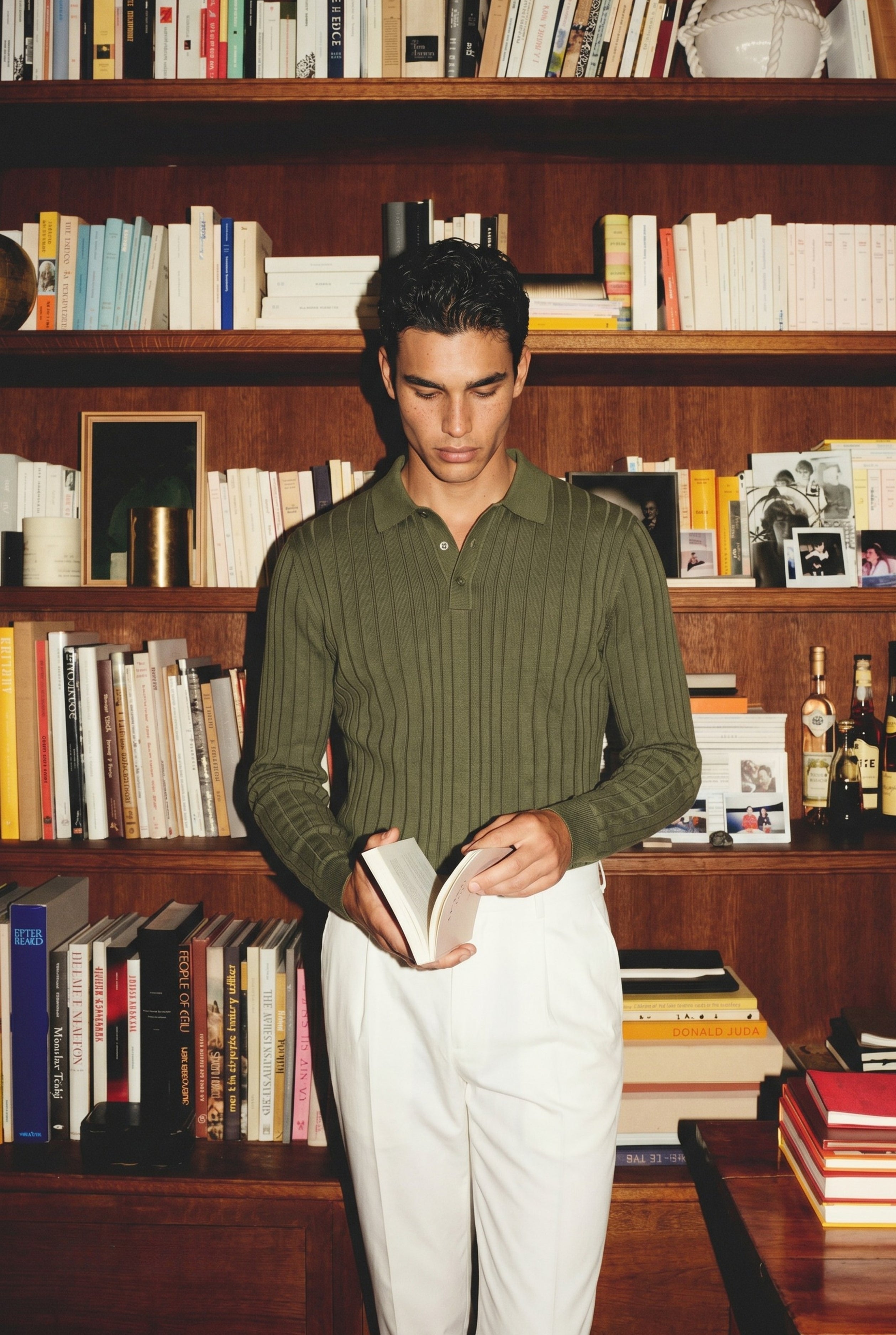 Extrafine Long Sleeve Polo Olive
