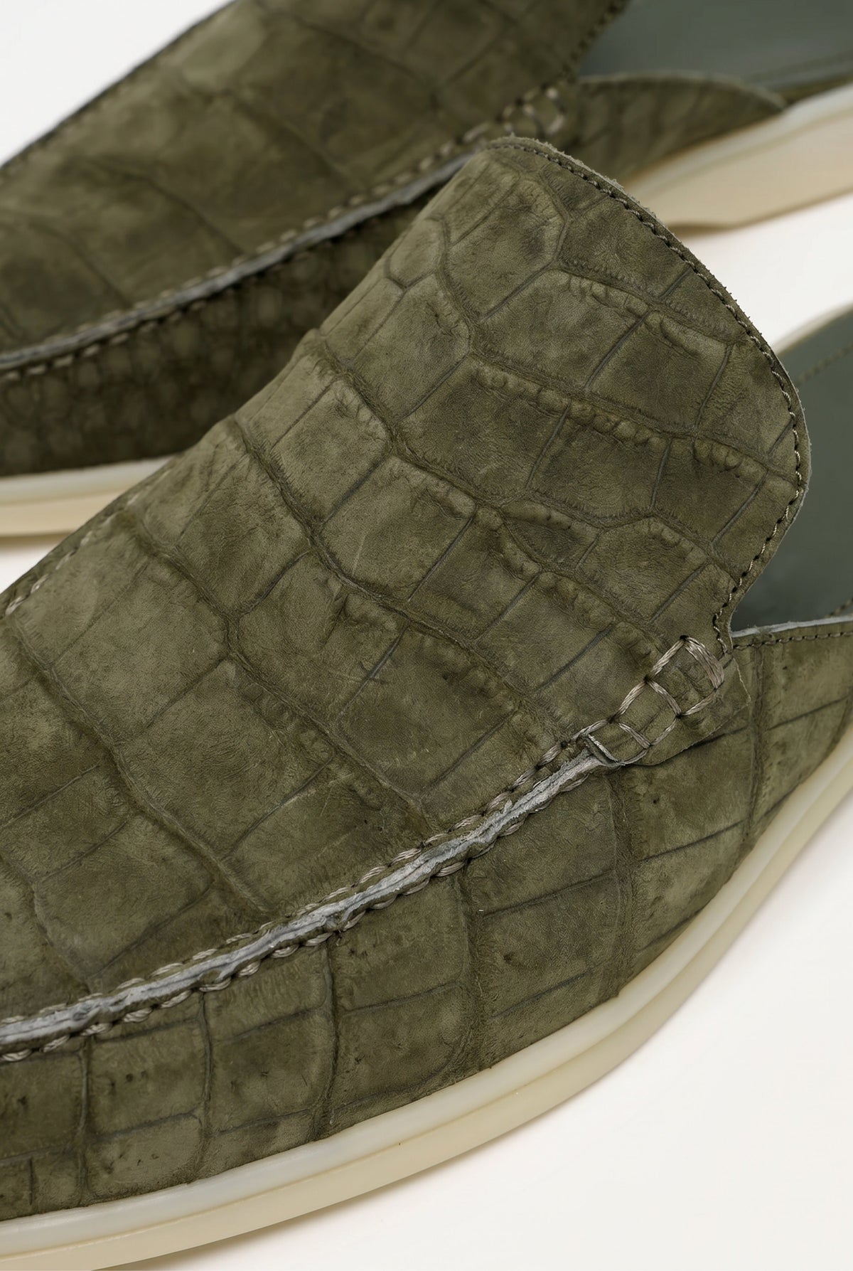 Yacht Mule Nubuck Crocodile Olive