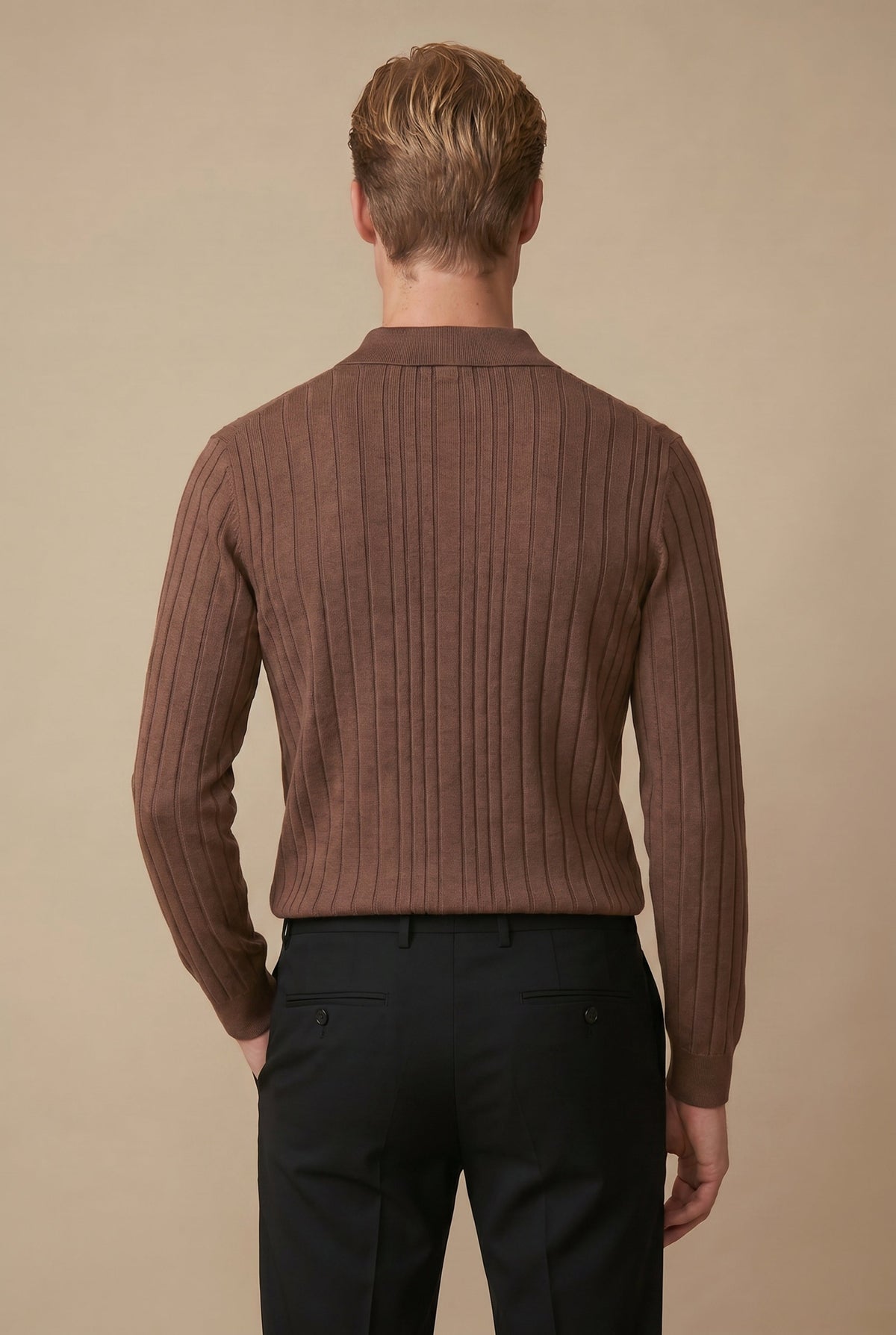 Extrafine Long Sleeve Polo Chocolate