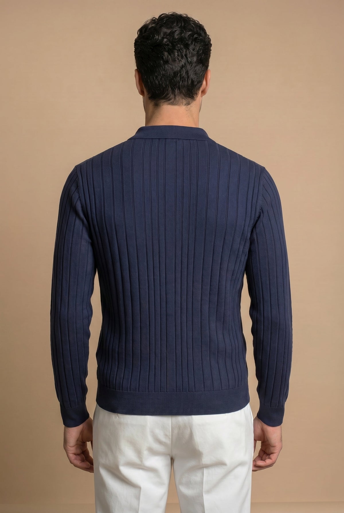 Extrafine Long Sleeve Polo Navy