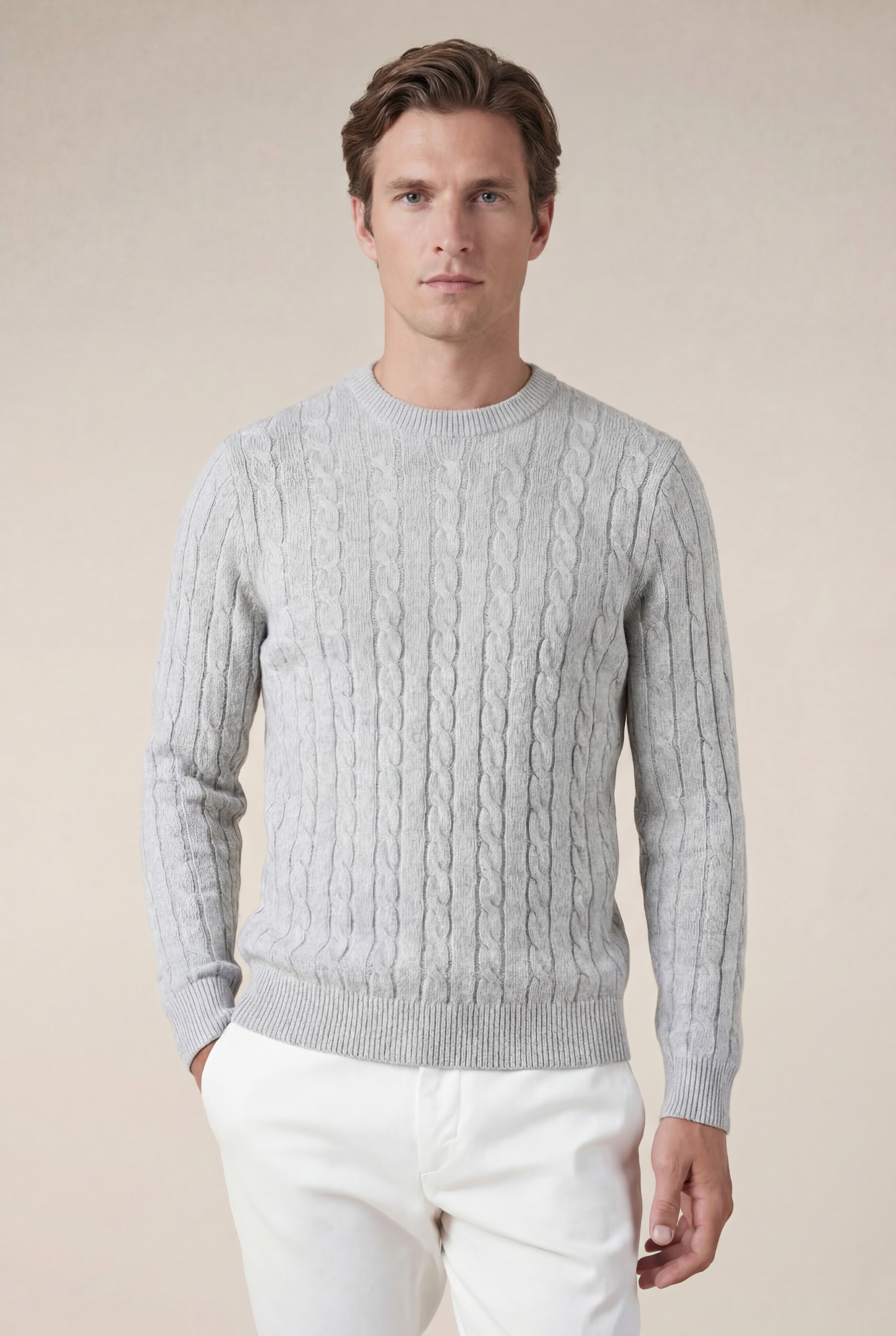 Como Cashmere Crewneck Light Grey