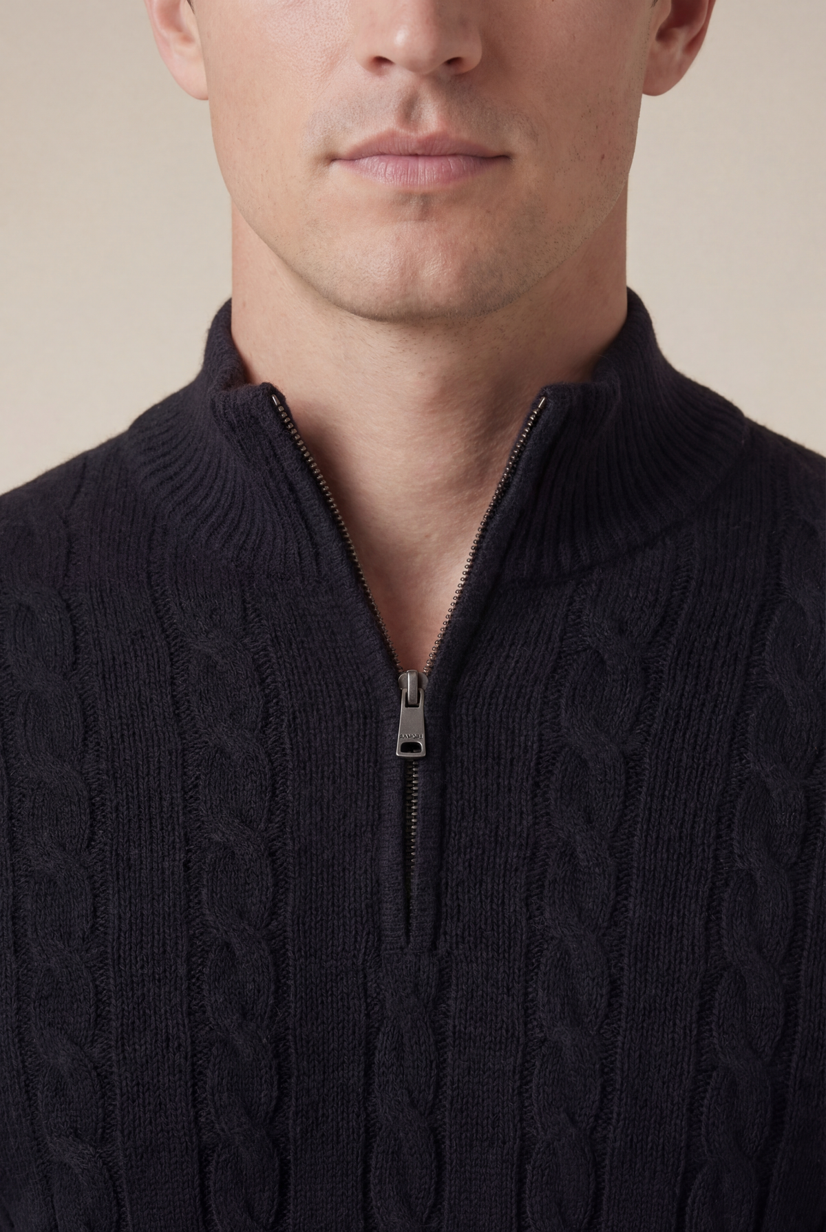 Como Cashmere Quarter Zip Black