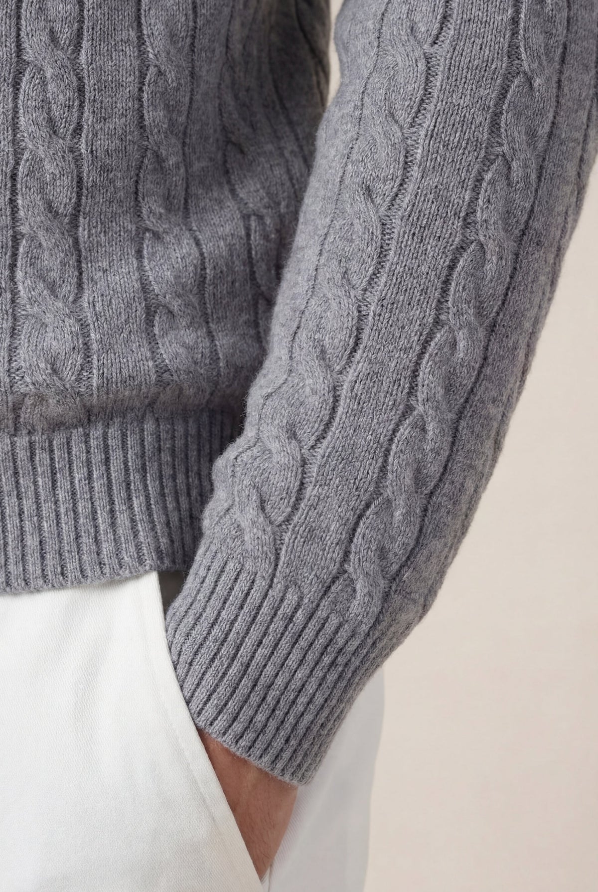 Como Cashmere Quarter Zip Dark Grey
