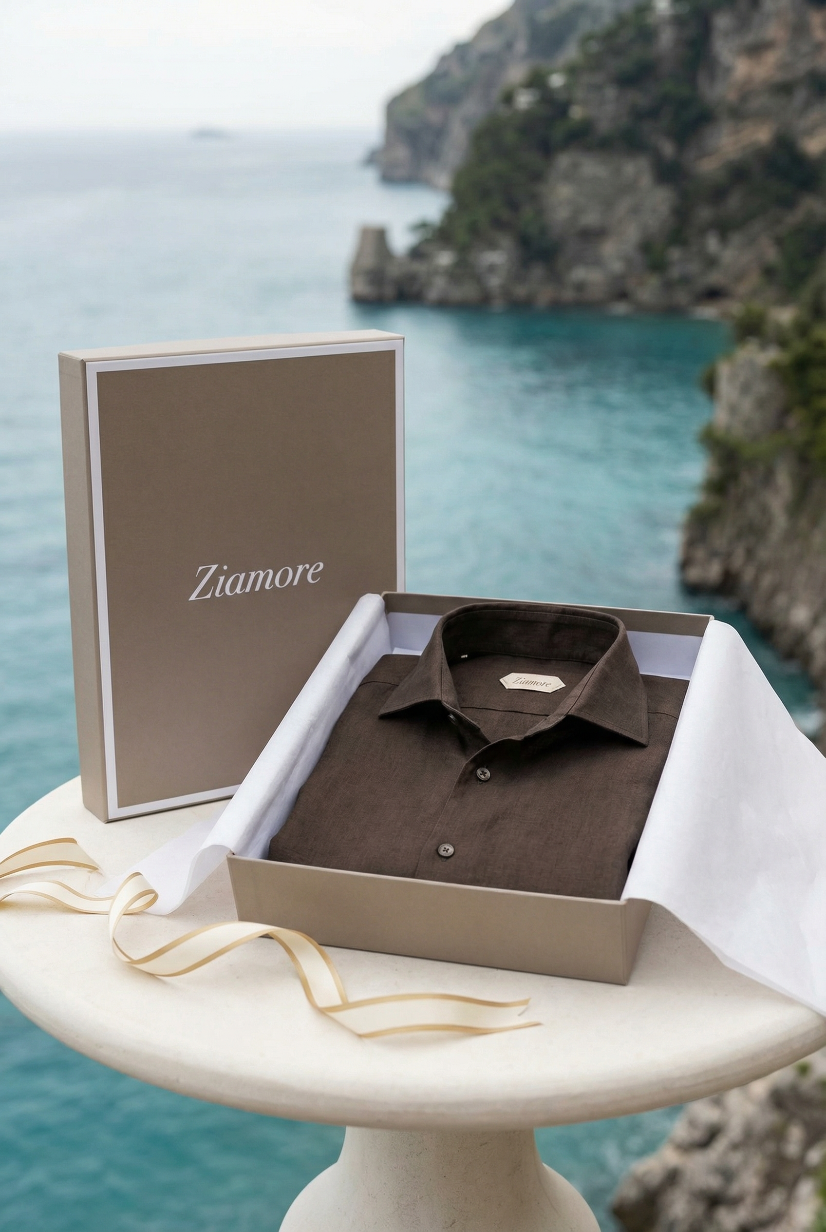 Amalfi Long Sleeve Linen Shirt Dark Brown
