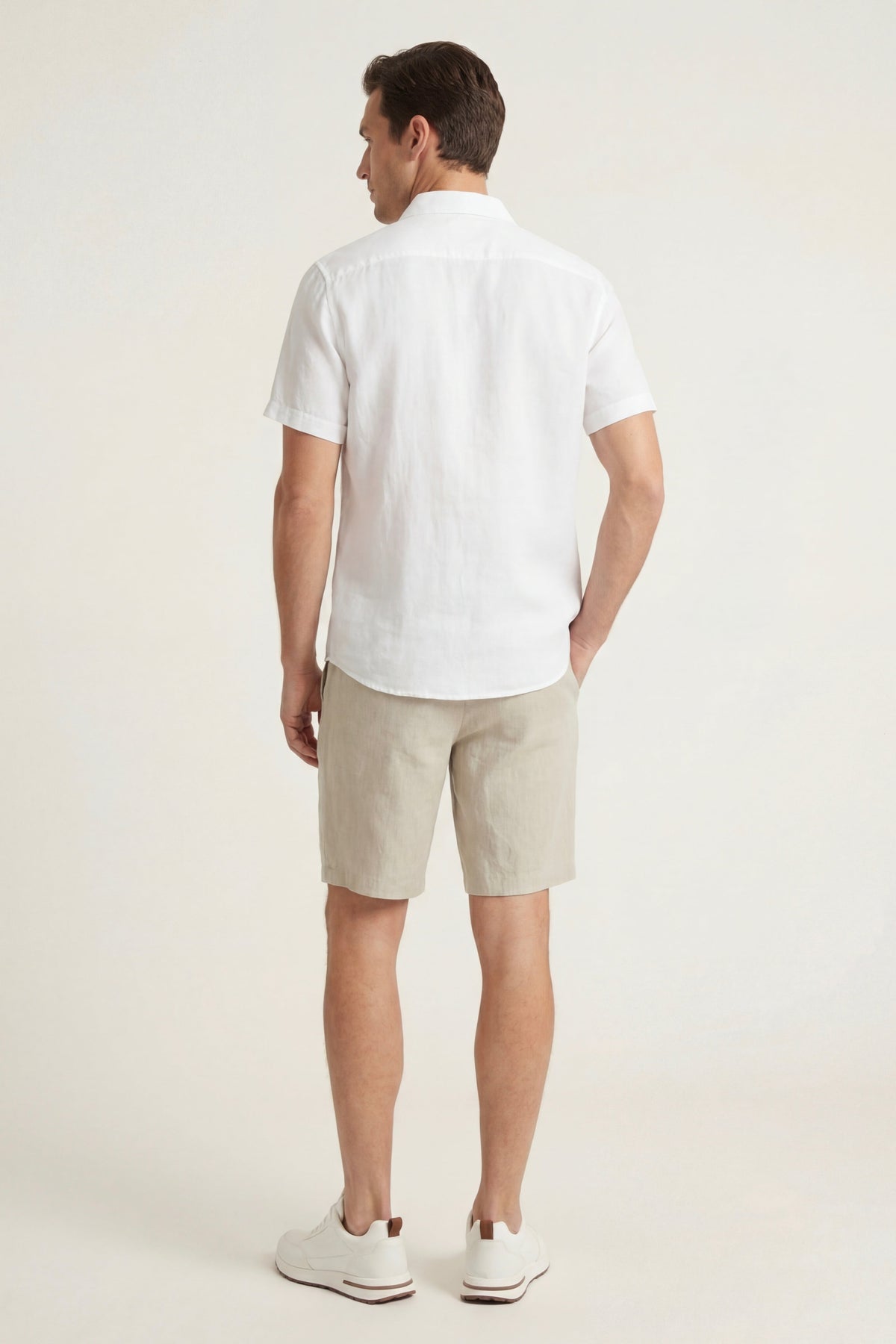 Verona Linen Shirt & Shorts White/Beige