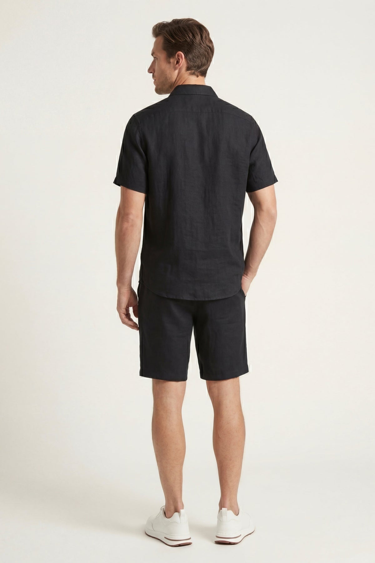 Verona Linen Shirt & Shorts Black