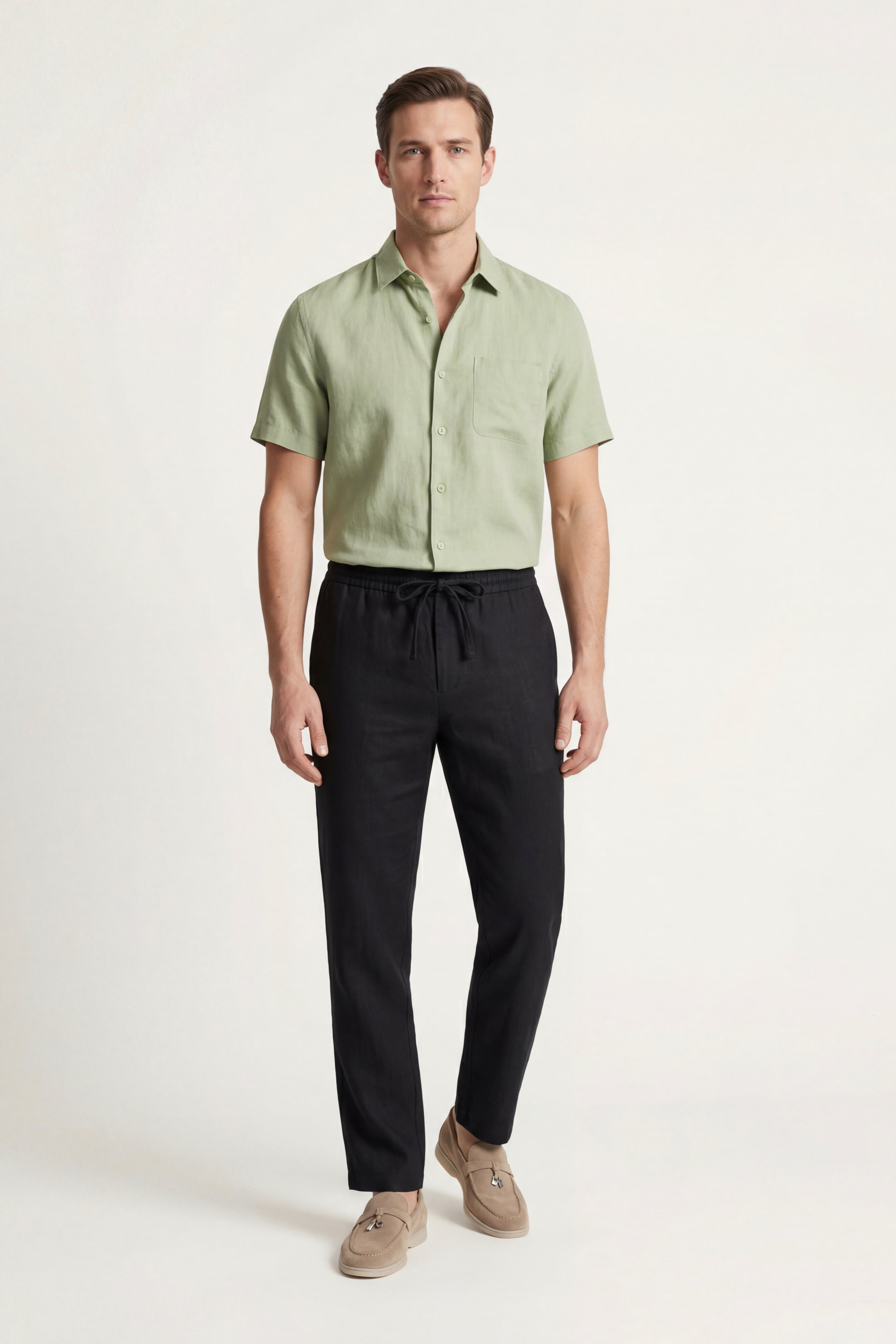 Trento Linen Set Mint Green/Black