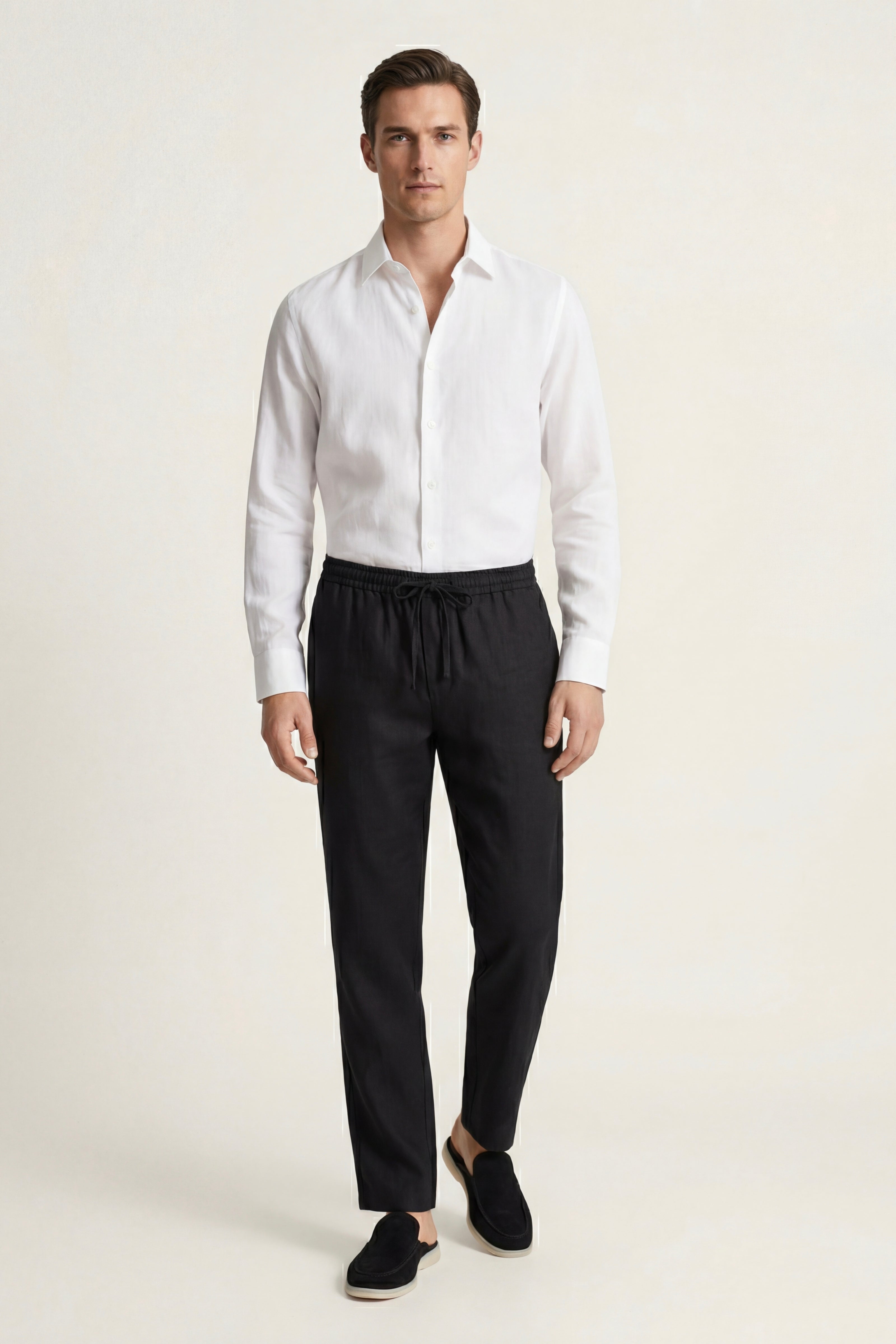 Pisa Linen Set Long Sleeve White/Black