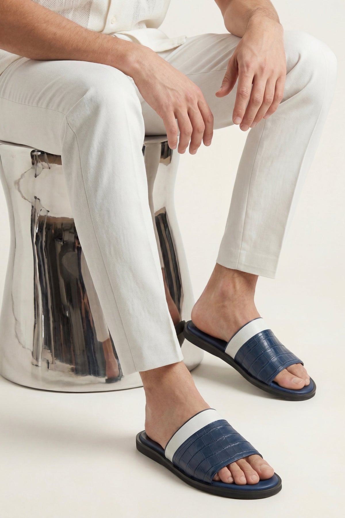 Milano Crocodile Sandal Navy
