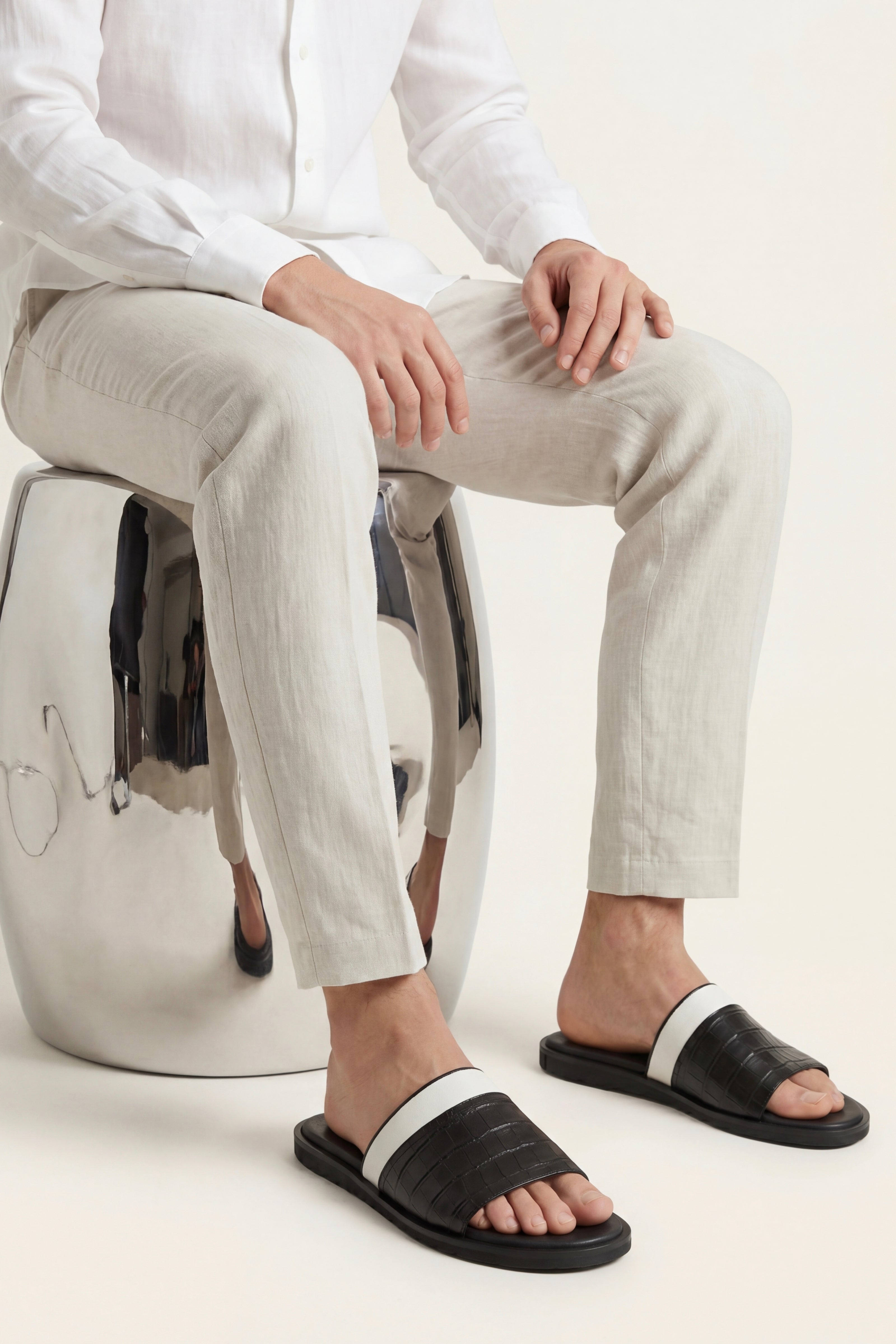 Milano Crocodile Sandal Black