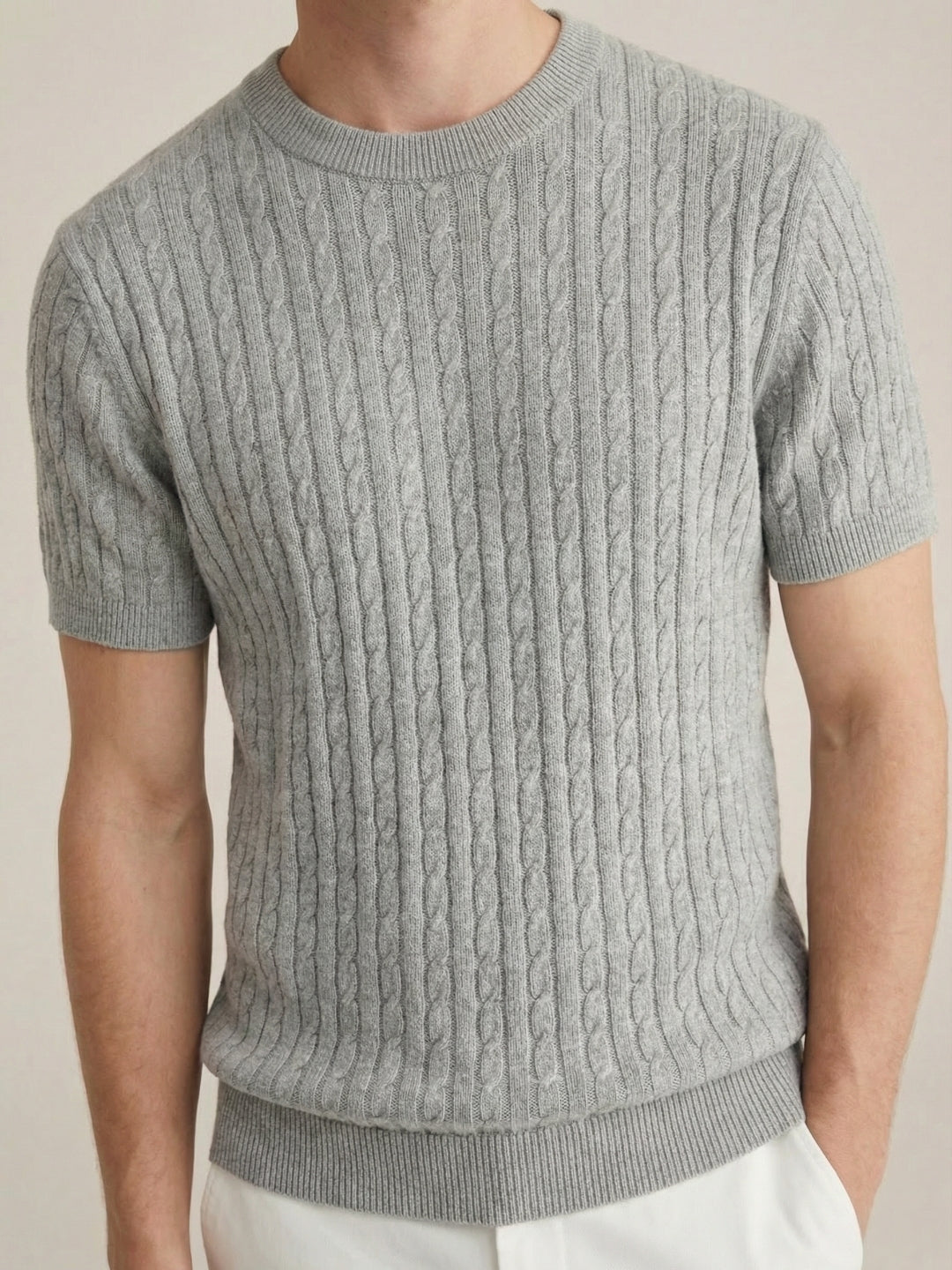 Nerano Cable Knit T-Shirt Grey