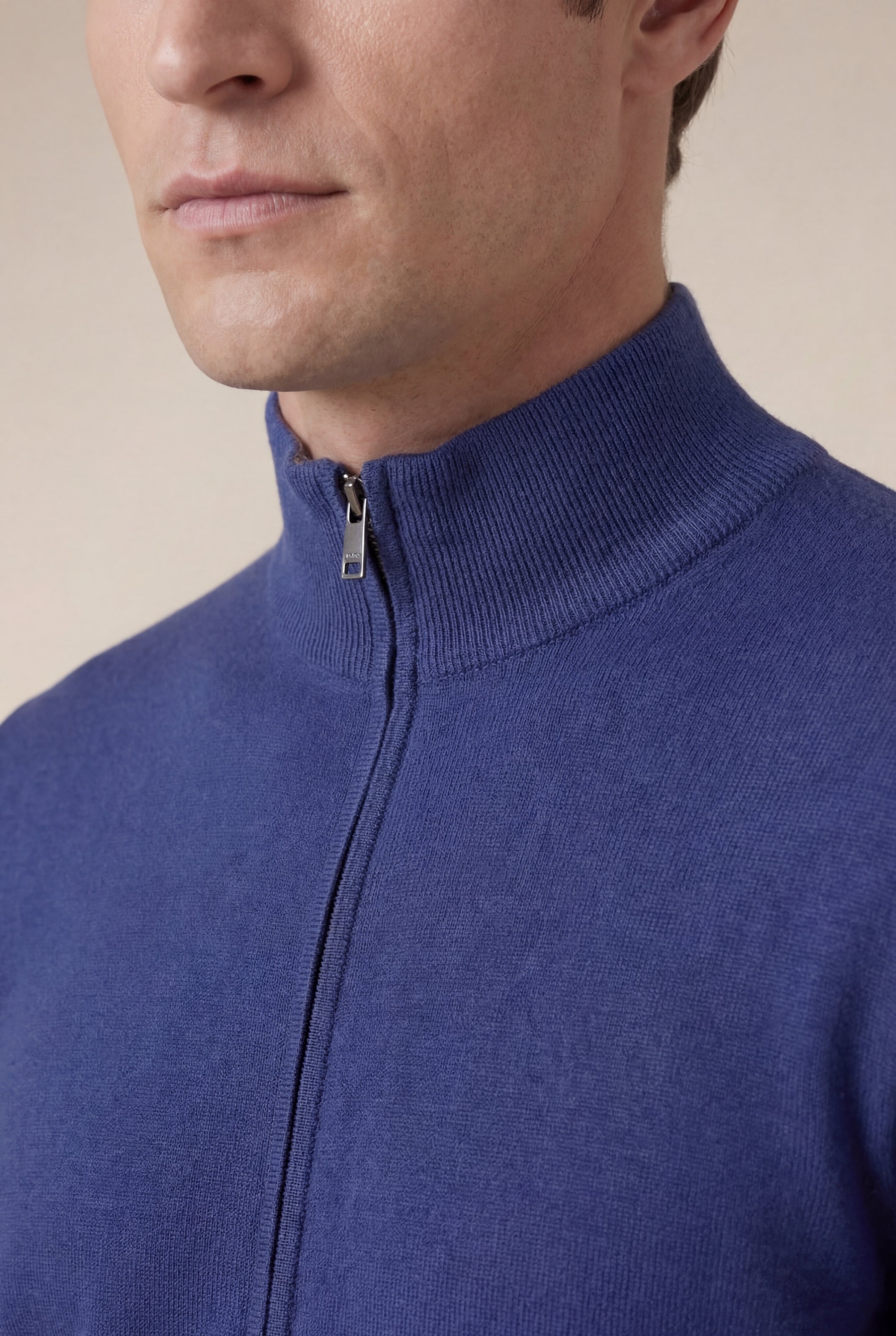 Sorrento Cashmere Full-Zip Knit Blue