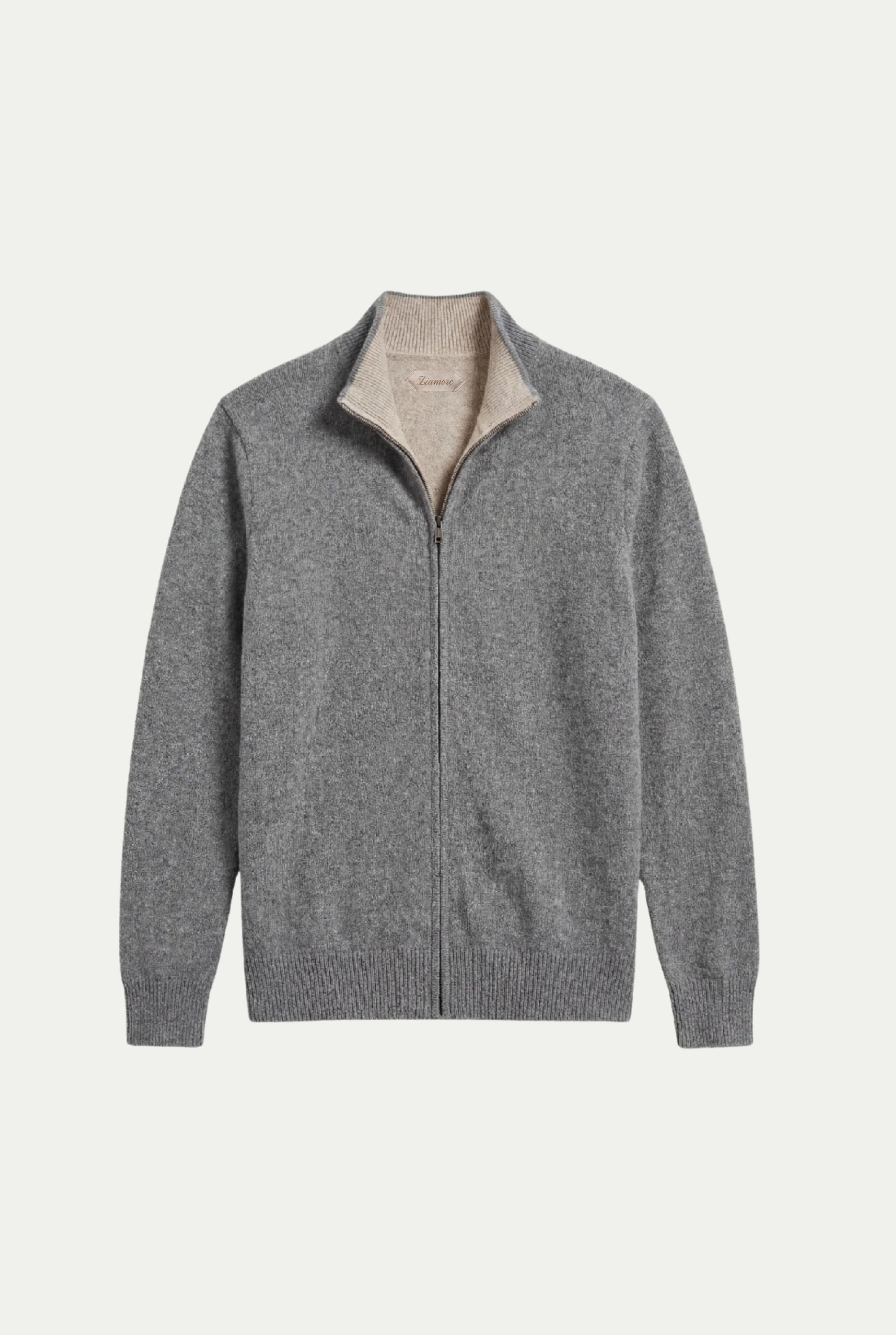Sorrento Cashmere Full-Zip Knit Grey