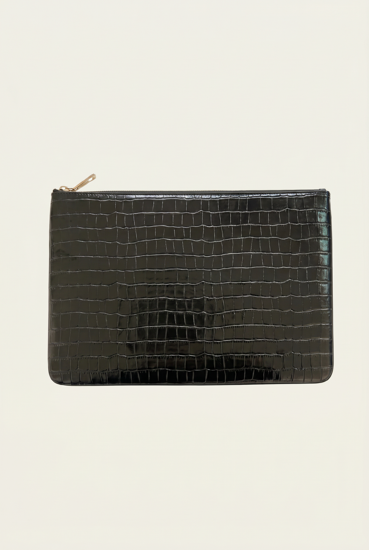 Crocodile Embossed Pouch Black