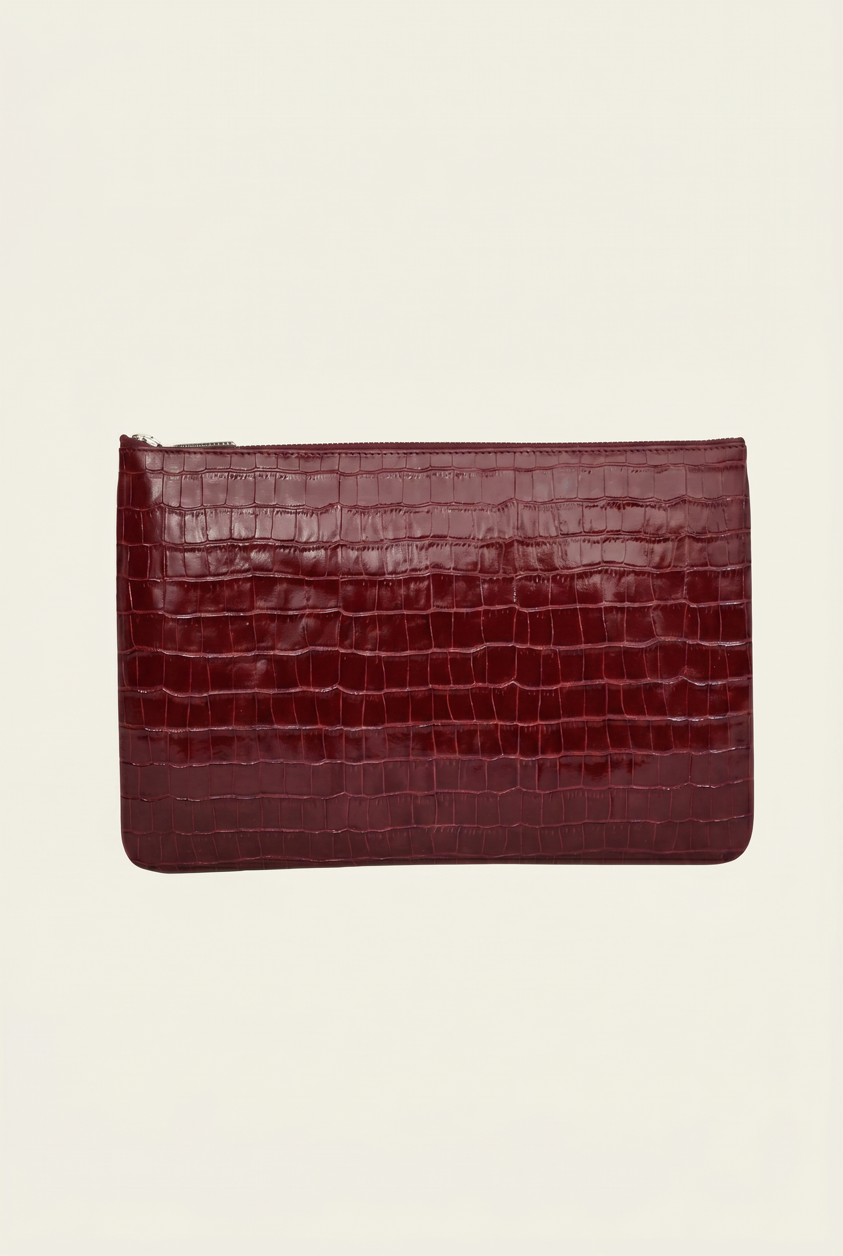 Crocodile Embossed Pouch Burgundy