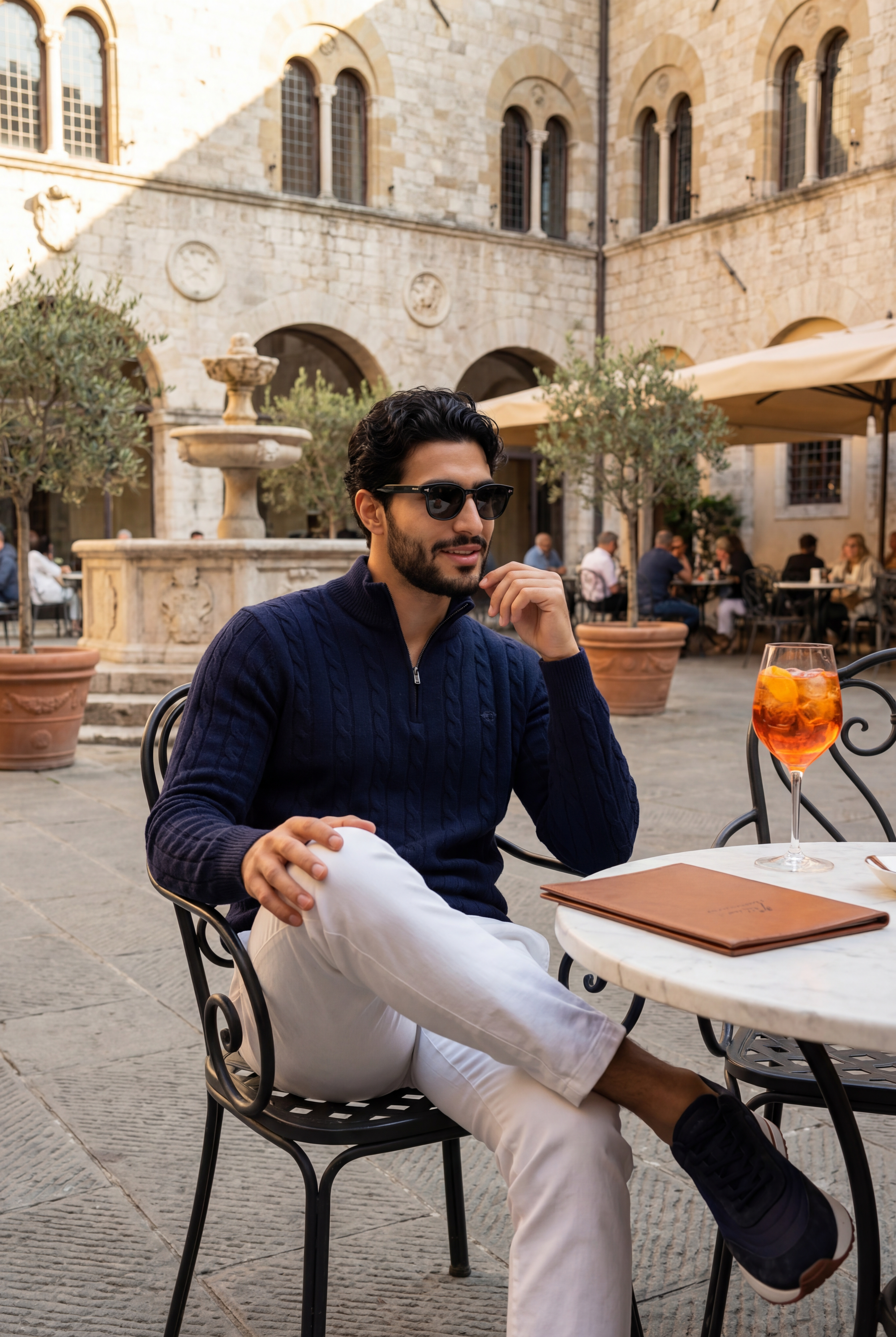 Como Cashmere Quarter Zip Navy