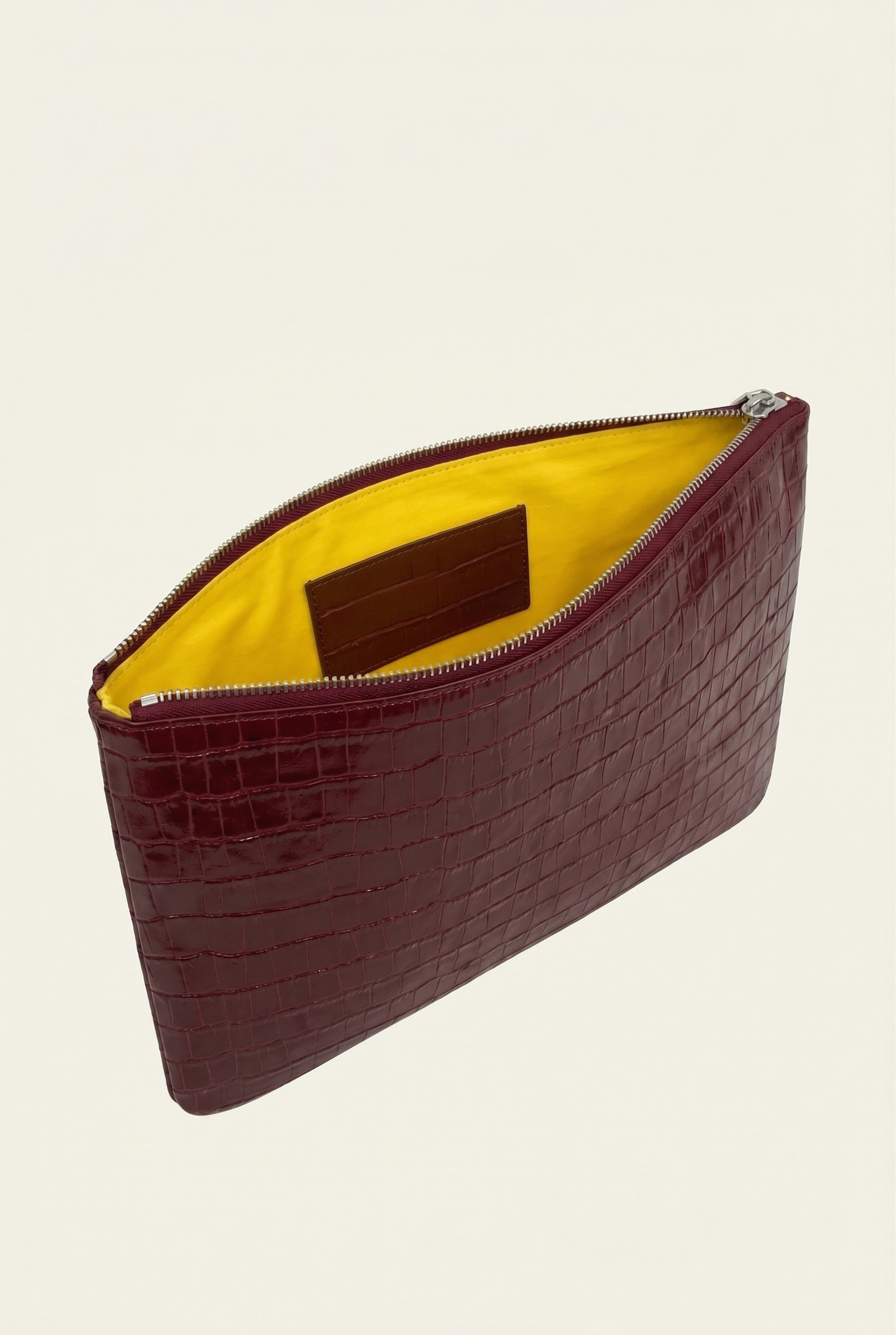 Crocodile Embossed Pouch Burgundy