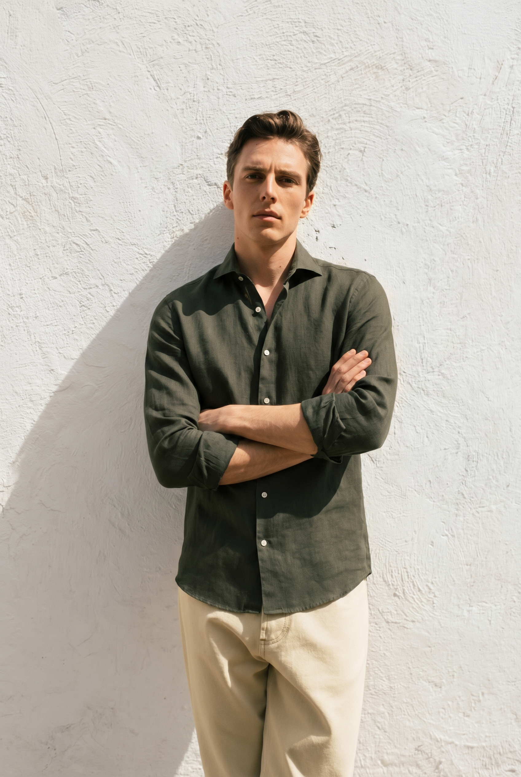 Amalfi Long Sleeve Linen Shirt Olive