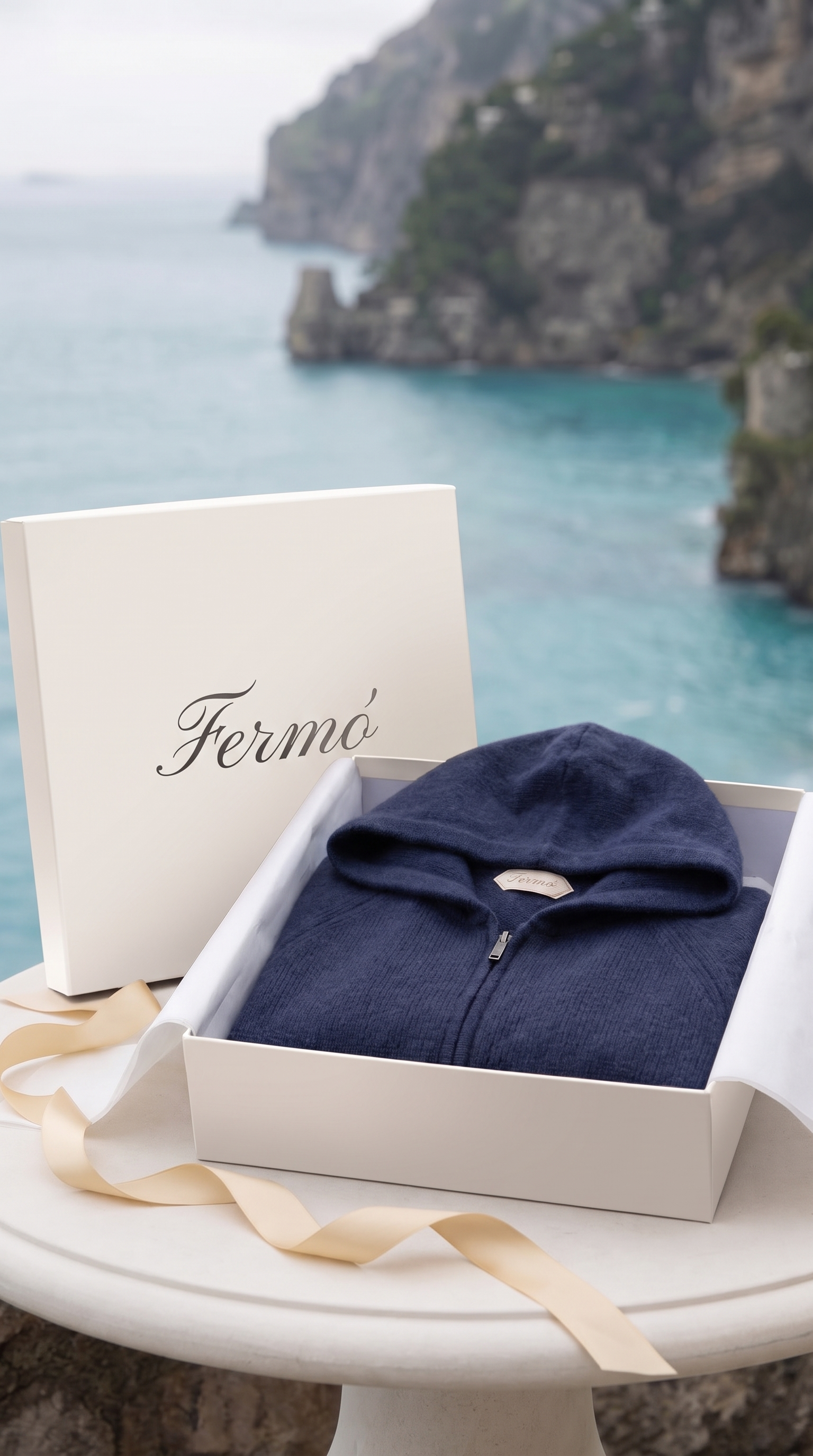 Cortina Cashmere Zip Hoodie Blue
