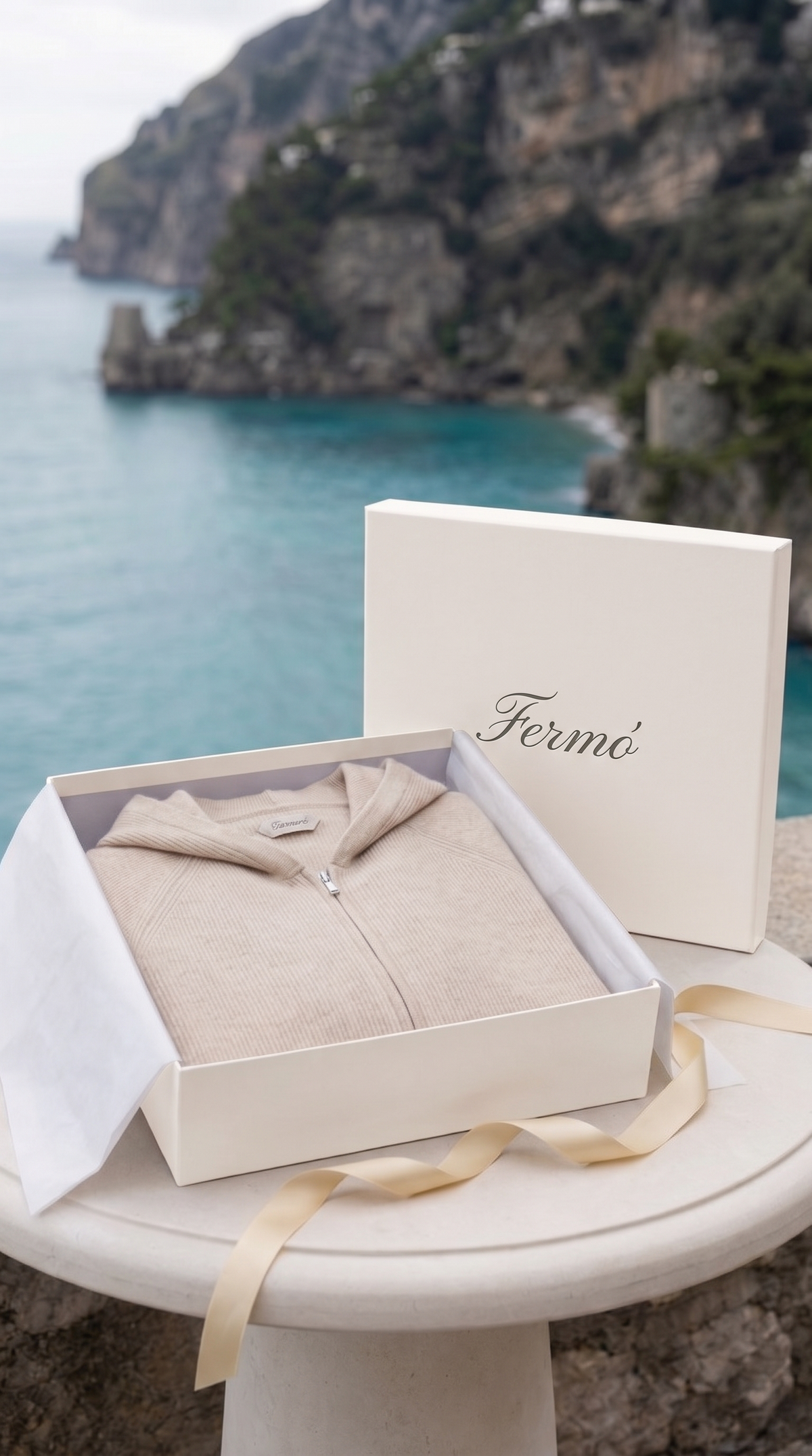 Cortina Cashmere Zip Hoodie Beige
