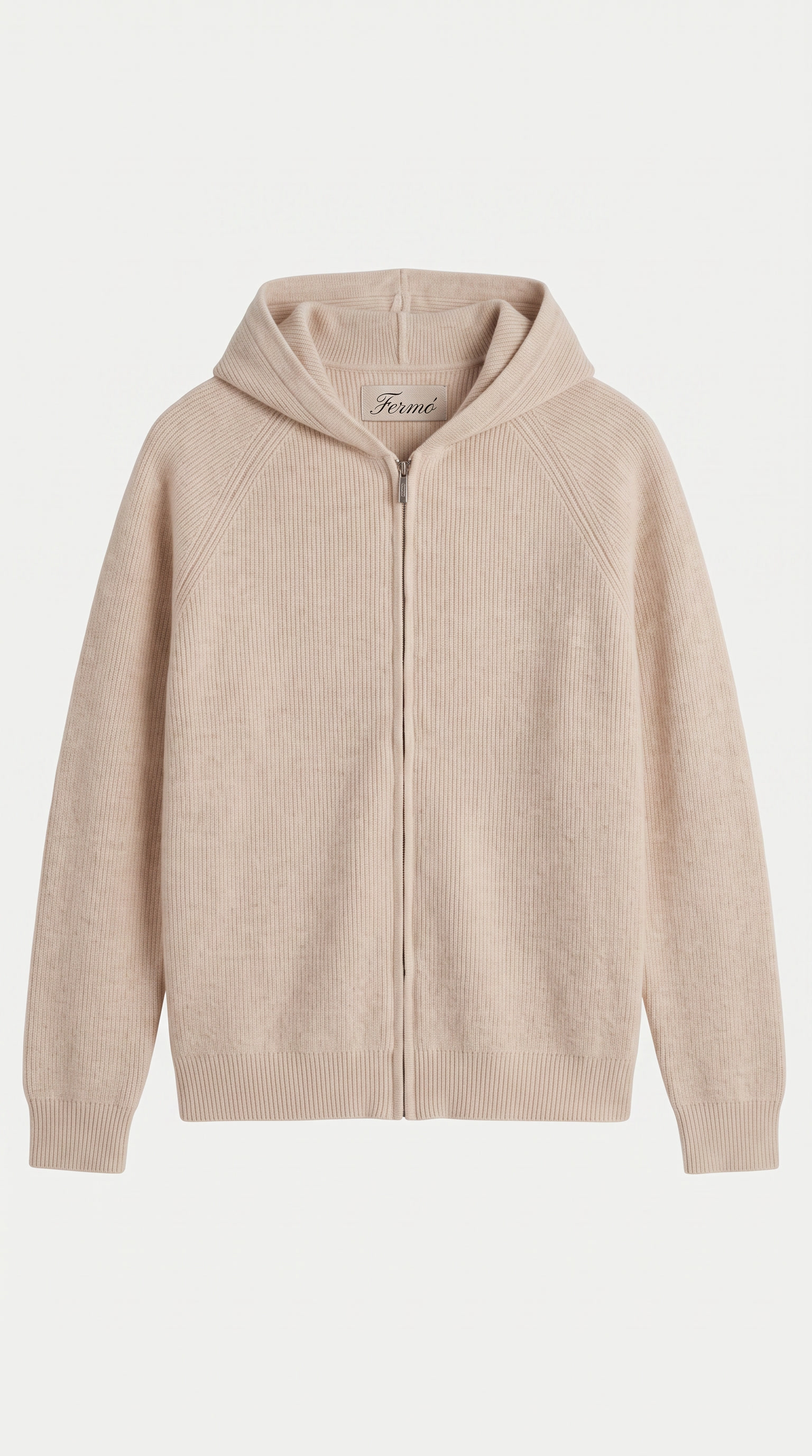 Cortina Cashmere Zip Hoodie Beige