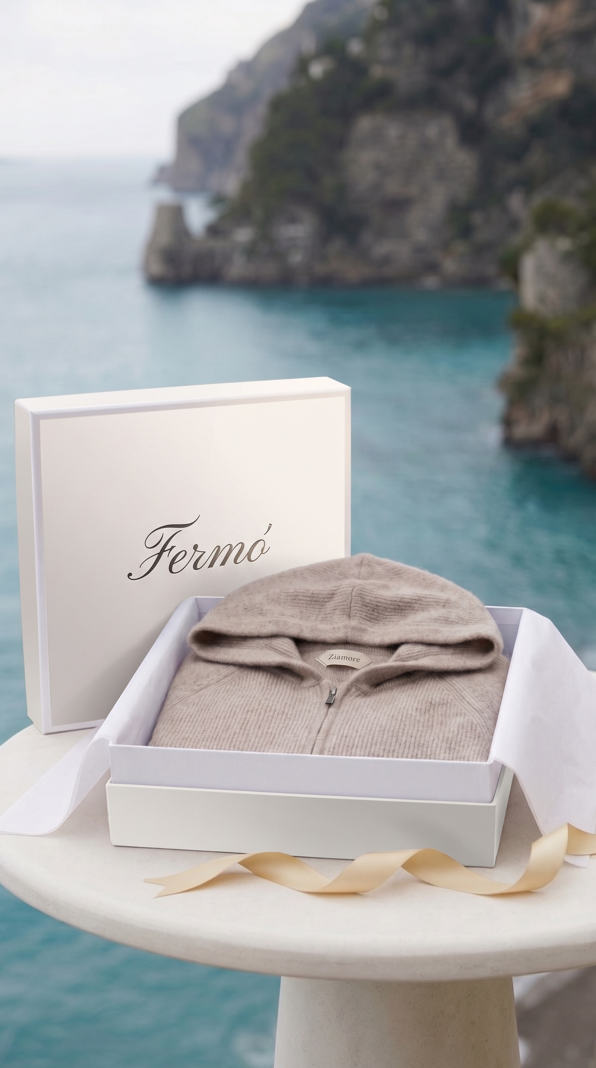 Cortina Cashmere Zip Hoodie Brown