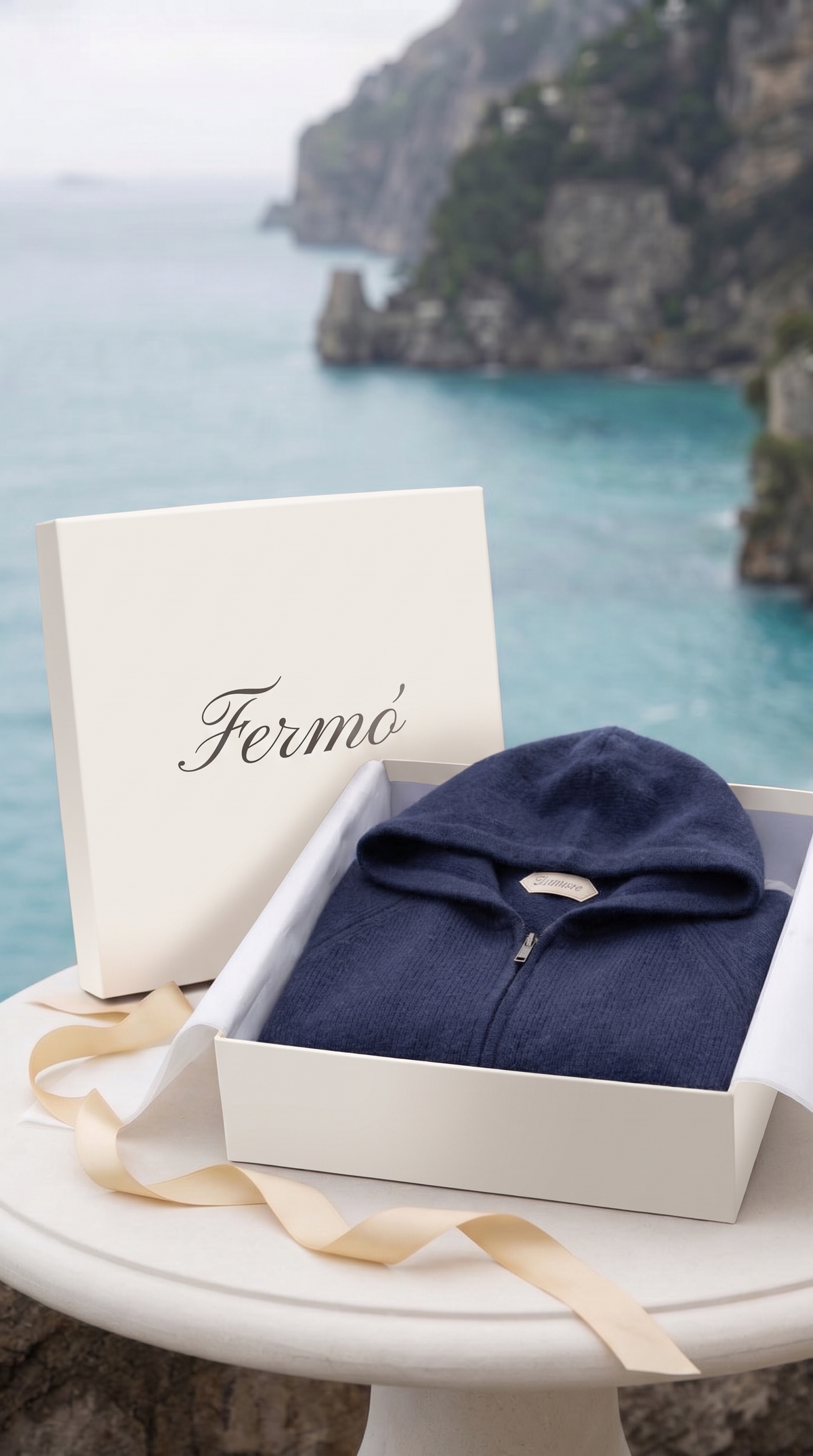 Cortina Cashmere Zip Hoodie Navy