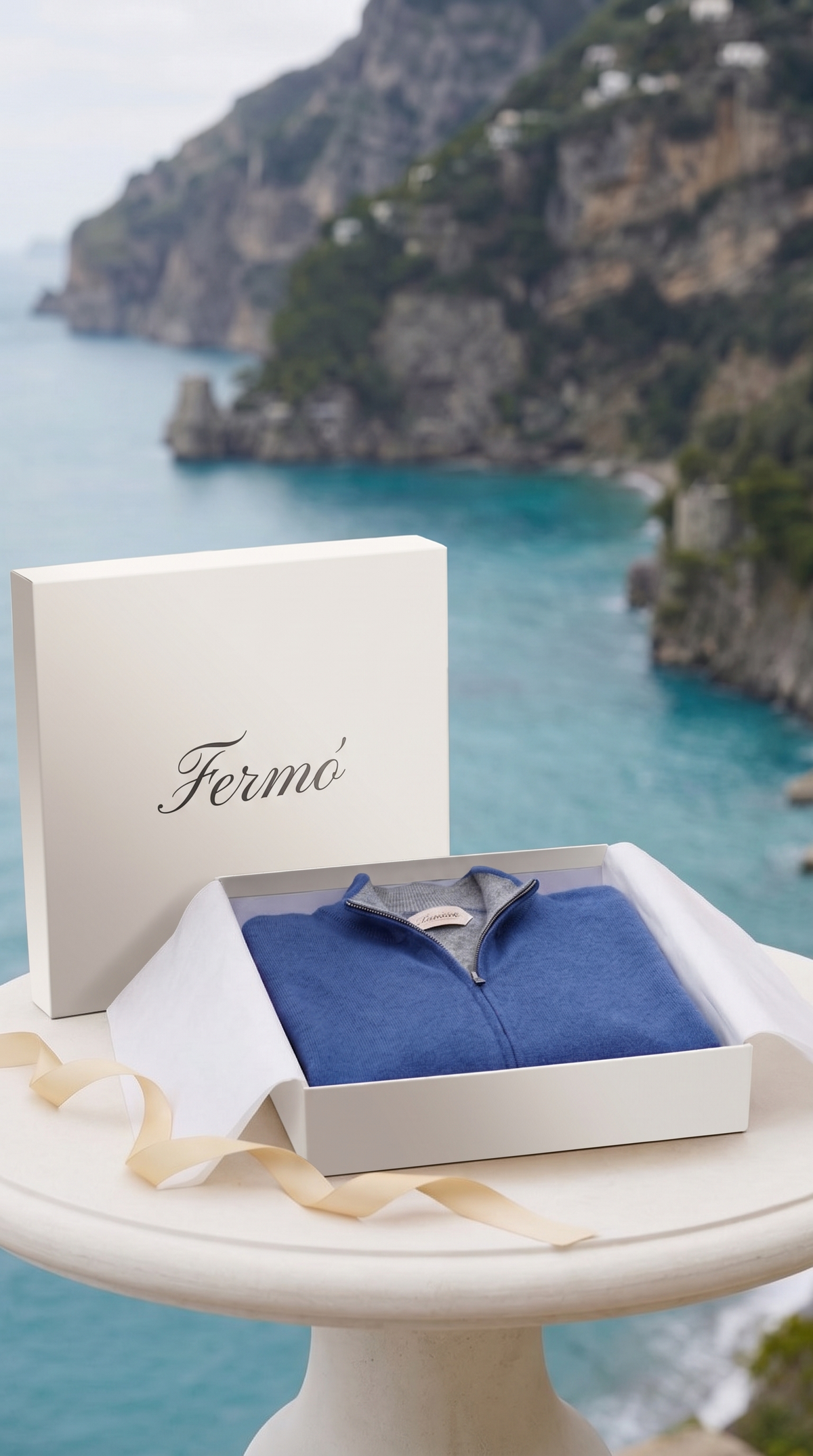 Sorrento Cashmere Full-Zip Knit Blue